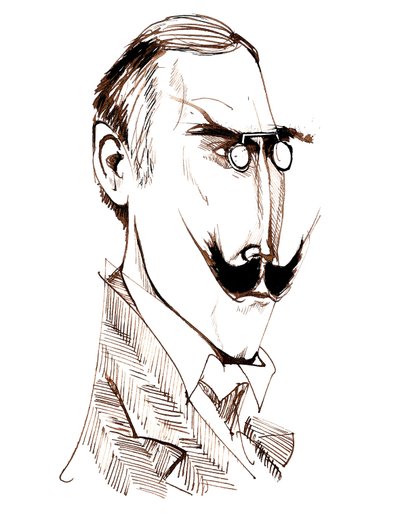 Knut Hamsun - caricature by Neale Osborne